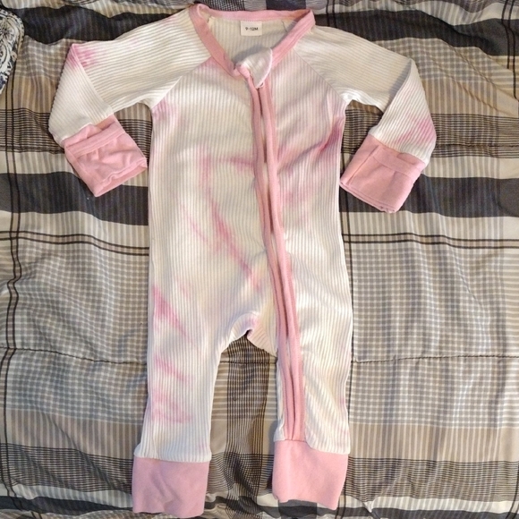 Other - Pink Tie-Dye Ribbed Zip Front Kids One-Piece